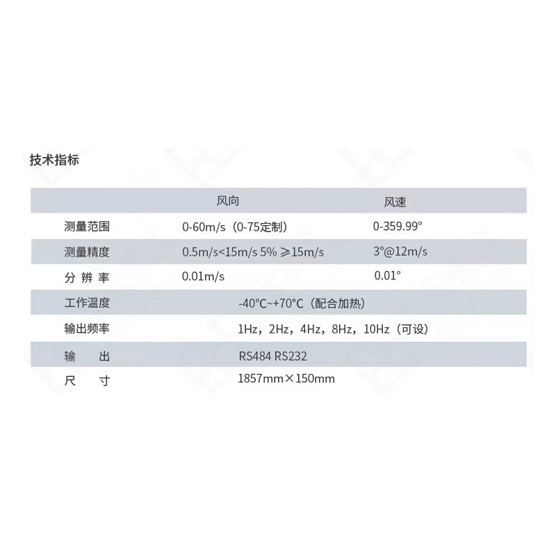 MS-WS超声波风速风向传感器技术参数